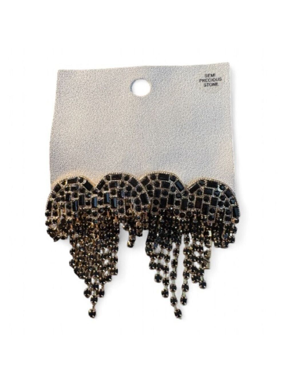 Free People Hearts on Fire Black and Gold Beaded Fringe Earrings NWOT